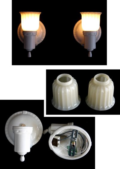 画像2: 1930-40's "2-way" Porcelain Bathroom Lamp【PAIR】