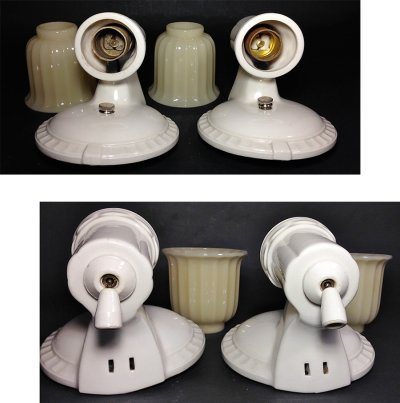画像3: 1930-40's "2-way" Porcelain Bathroom Lamp【PAIR】