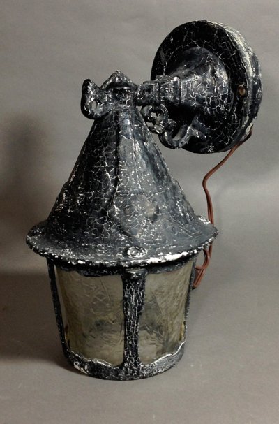 画像1: 1930-40's "Black Shabby Chic" Caged Porch Lamp 