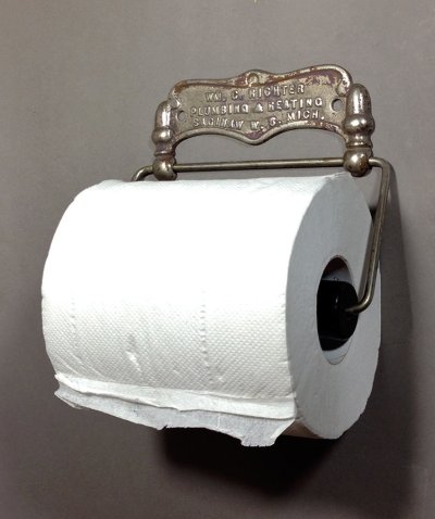 画像1: 1900's "Art Brass Co. N.Y." Cast Brass Toilet Paper Holder