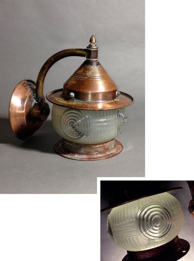 画像1: 1930-40's "Caged" Brass Porch Lamp 