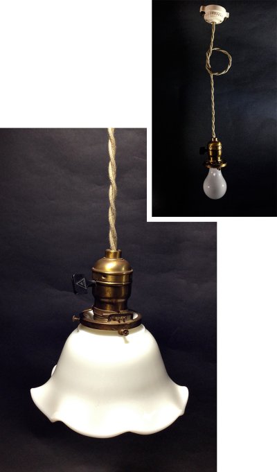 画像1: 1920-30's "Ruffled Milk Glass" Pendant Lamp