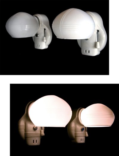 画像1: 1930-40's Art Deco "Porcelain＆Milk Glass" Bathroom Lamp 1台