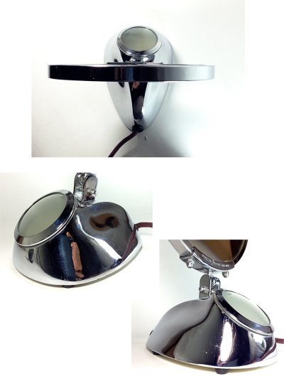 画像2: 1930-40's Art Deco "Chromed" Make-up Mirror + Lamp