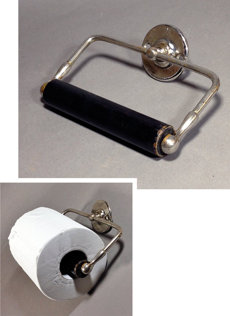 画像1: 1920-30's "Nickle Plated Brass" Toilet Paper Holder (1)