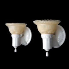 画像1: 1930-40's "2-way" Porcelain Bathroom Lamp 【PAIR】 (1)