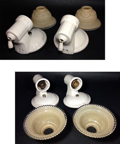 画像2: 1930-40's "2-way" Porcelain Bathroom Lamp 【PAIR】