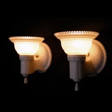 画像2: 1930-40's "2-way" Porcelain Bathroom Lamp 【PAIR】 (2)