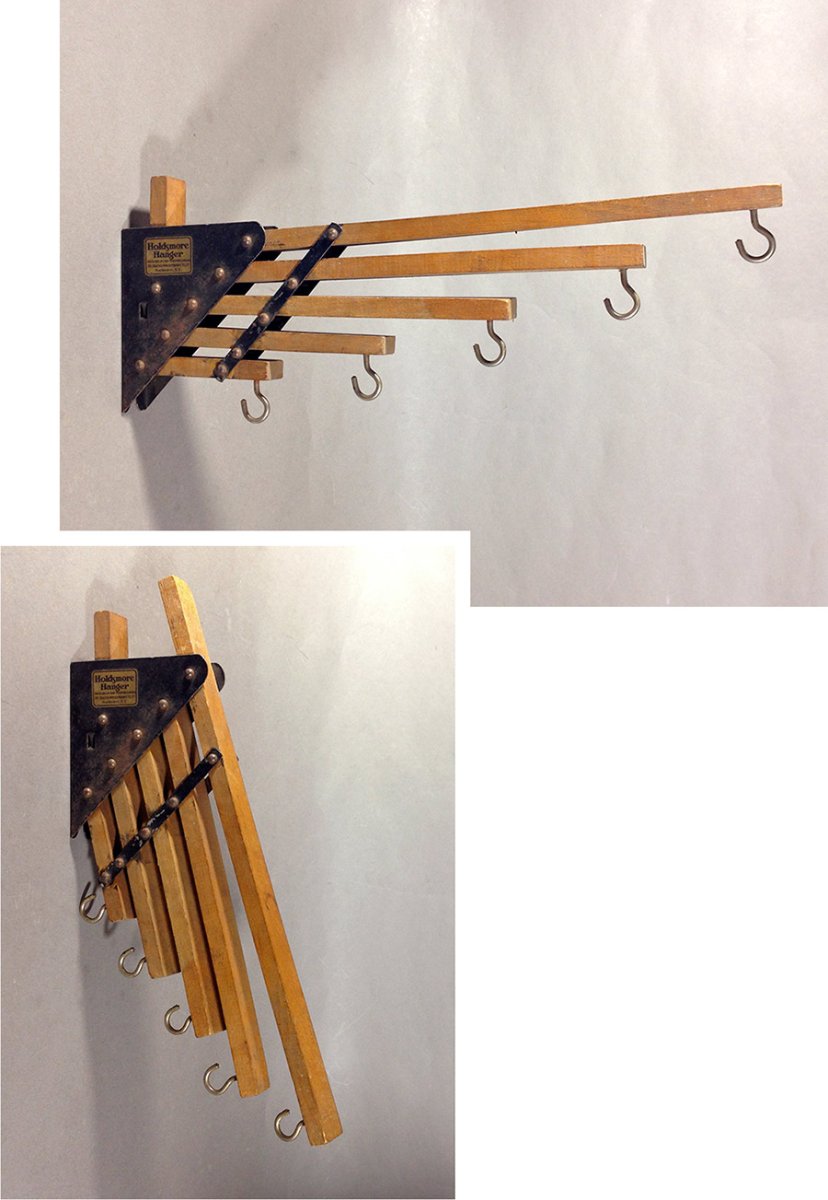 画像1: 1920-30's "Holds more Hanger" Wood＆STEEL Folding Hanger (1)