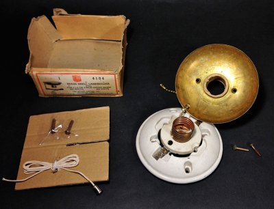 画像1: 1920-30's Porcelain＆Brass Lamp Holder