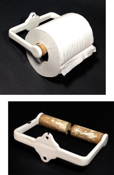 画像1:  1920-40's "Cast-Iron＆Wood" Toilet Paper Holder