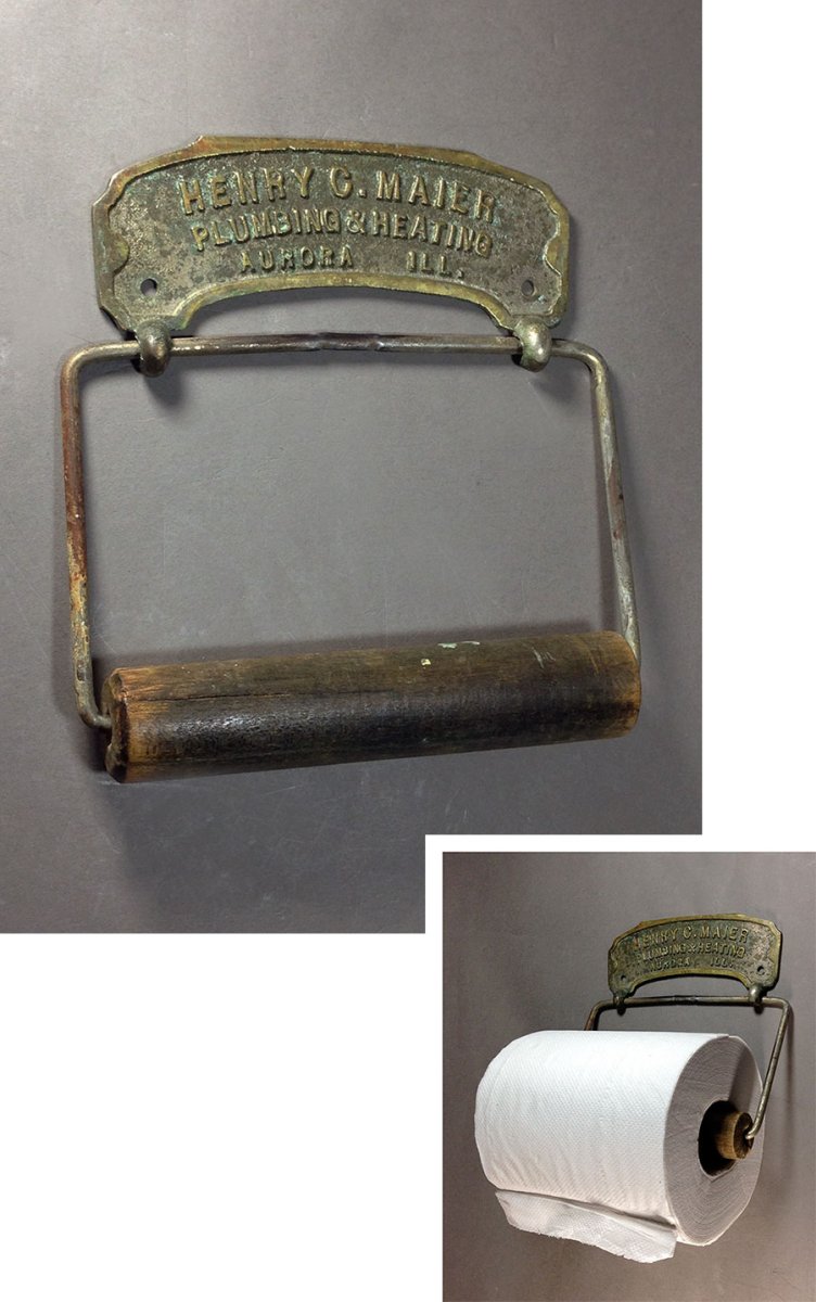 画像1: 1900-20's "Rusty！" Cast Brass Toilet Paper Holder (1)