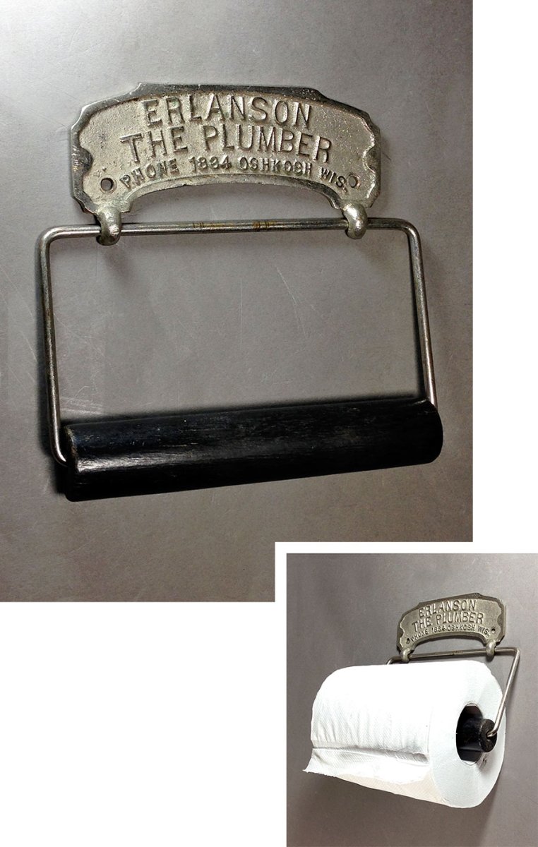 画像1: 1900-20's "ADVERTISING" Cast Brass Toilet Paper Holder (1)