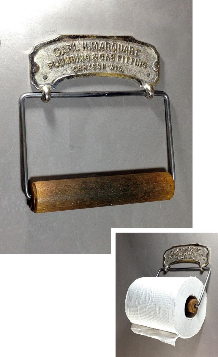 画像1: 1900-20's "ADVERTISING" Cast Brass Toilet Paper Holder (1)