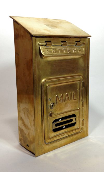 画像1: 1920-30's "CORBIN LOCK CO." Brass Wall Mount Mail Box