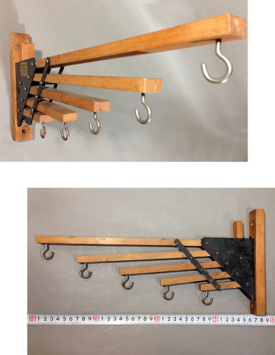 画像2: 1920-30's "Holds more Hanger" Wood＆STEEL Folding Hanger