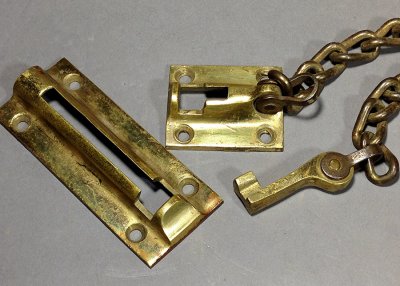 画像2: 1920-30's "Solid Brass" Slide Chain Door Lock