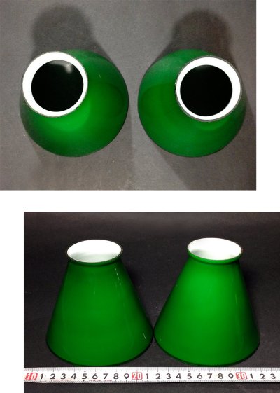 画像2: "Small" Green＆White Glass Shade 【1個】