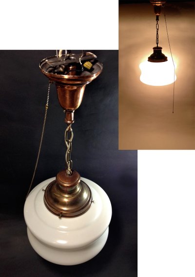 画像1: 1930-50's "Copper" School House Ceiling Light