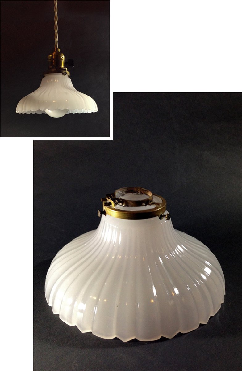 画像1: 1910-30's " Sheffield Style" Grass Shade w/Fitter (1)