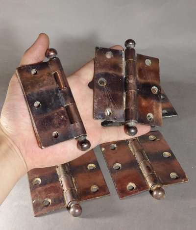 画像1: 1910-20's 特大 "Ball Tip" Door Hinges【6-sets】