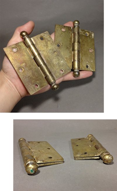 画像2: 1930's 特大 "Ball Tip" Door Hinges【PAIR】