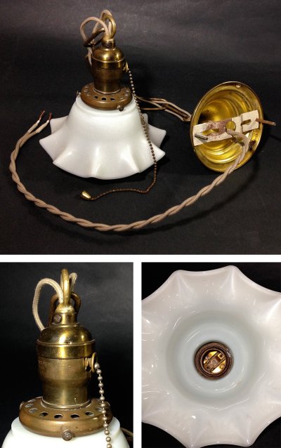 画像2: 1920-30's "Ruffled Milk Glass" Chain Pendant Lamp