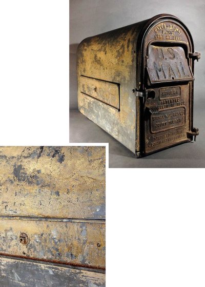 画像2: PAT.1899-1902 "Shabby" Cast Iron U.S.MAIL BOX