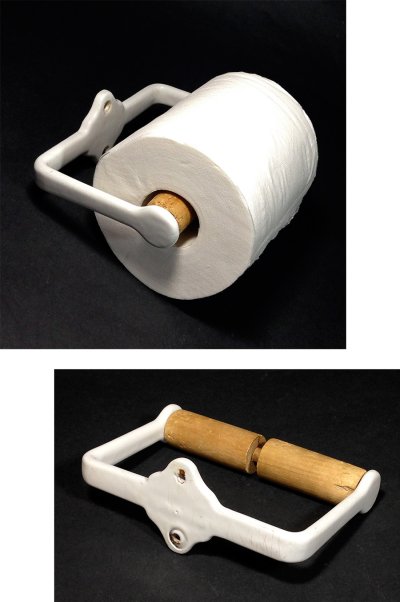 画像1:  1920-40's "Cast-Iron＆Wood" Toilet Paper Holder