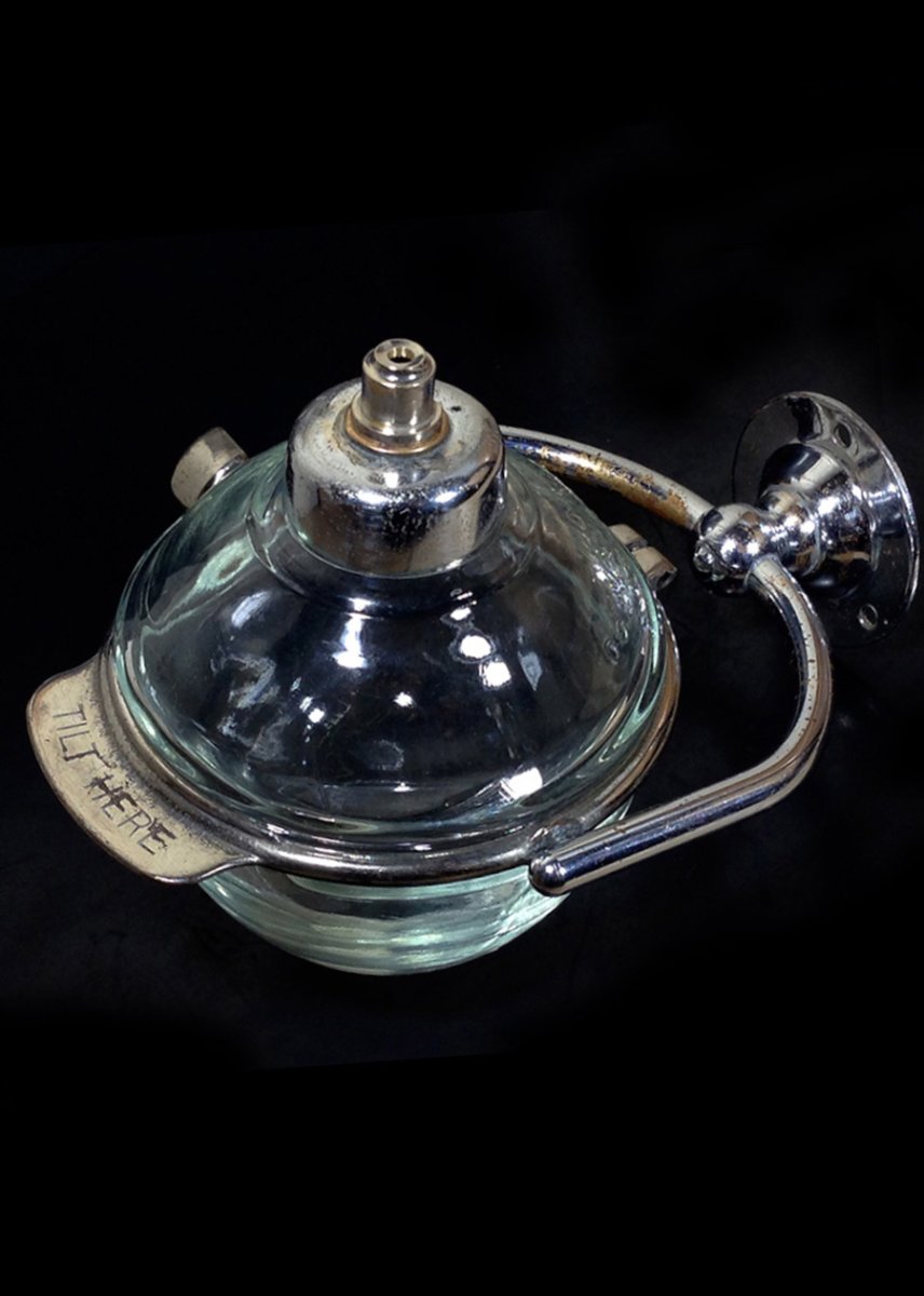 画像1: 1910-20's "N.Y." Glass Liquid Soap Dispenser (1)
