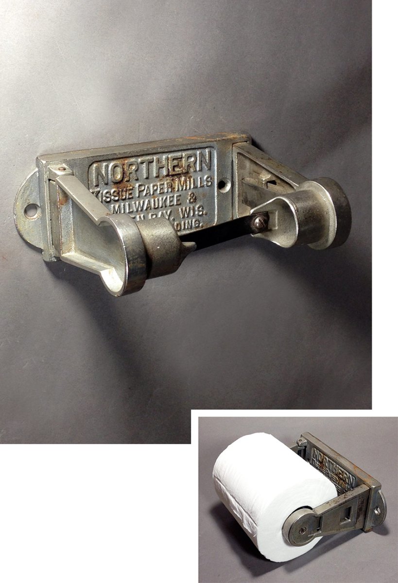画像1:  1900's Cast Iron "Mechanical" Toilet Paper Holder (1)