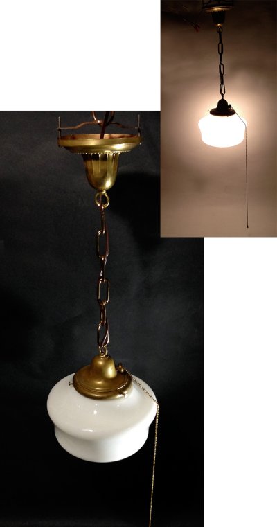 画像1:  1930-40's "Copper" School House Ceiling Light 