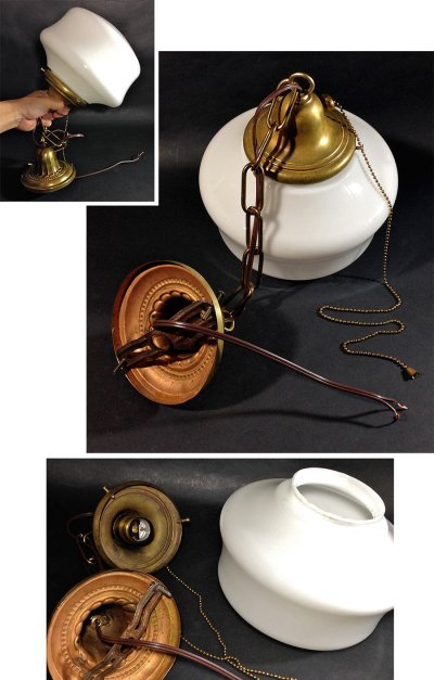 画像3:  1930-40's "Copper" School House Ceiling Light 