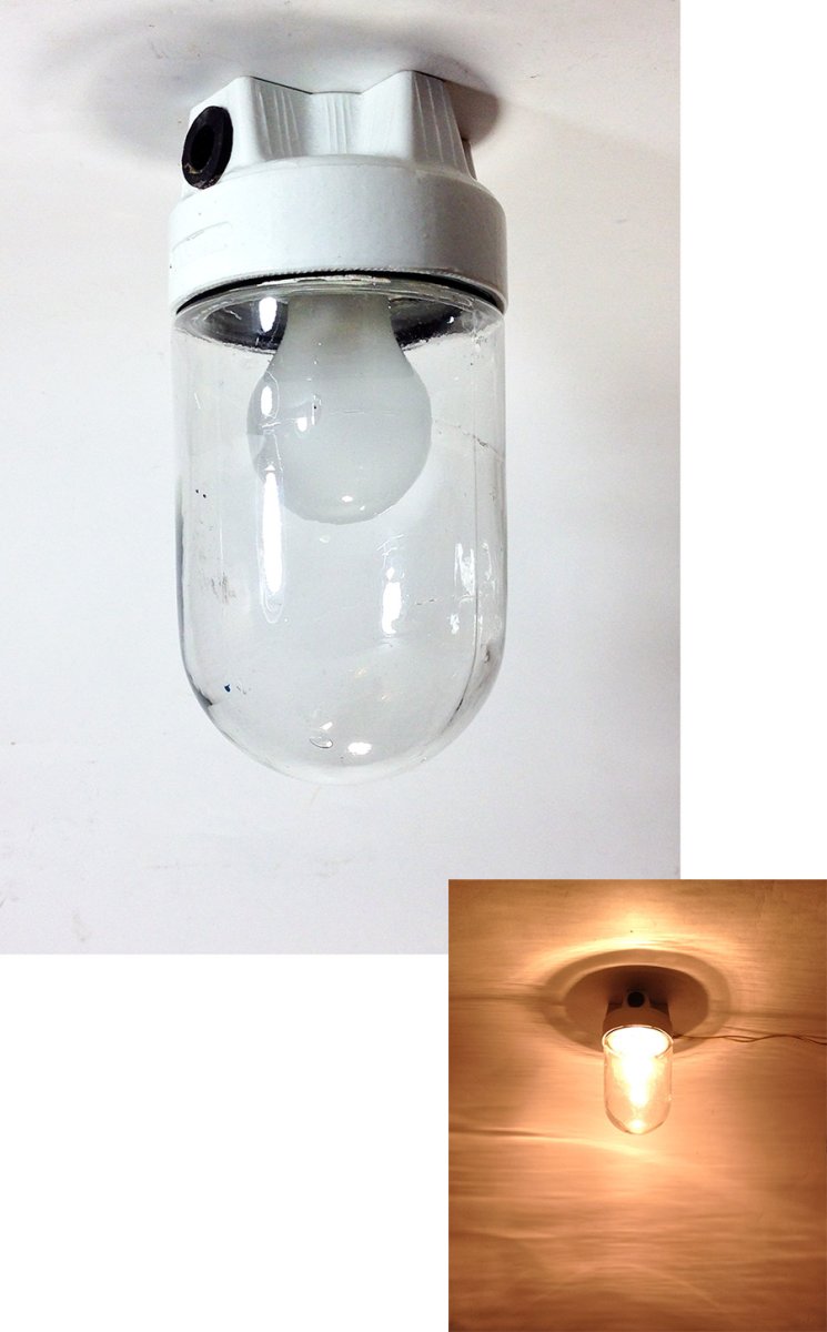 画像1: 1930-40's Art Deco【Glass＆Porcelain】Ceiling Light (1)