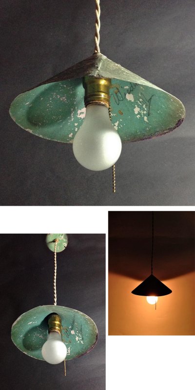 画像1: "Shabby" Hand-made Reflector Pendant Lamp