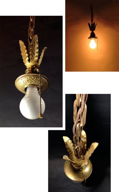 画像1: 1920-30's "Flower Petal" Chain Pendant Lamp