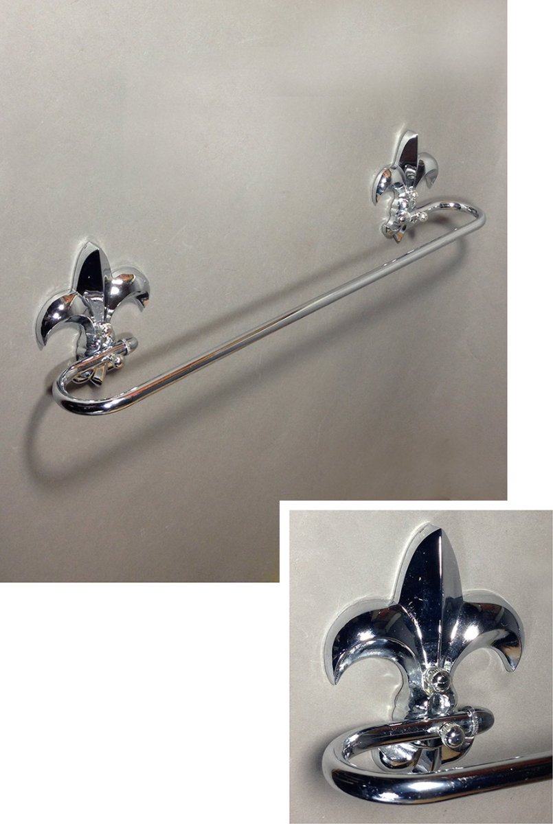 画像1: 1950-60's "Fleur de lis" Chrome Steel Towel Bar (1)