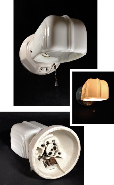 画像3: 1930-40's Art Deco "Porcelain＆Milk Glass" Bathroom Lamp