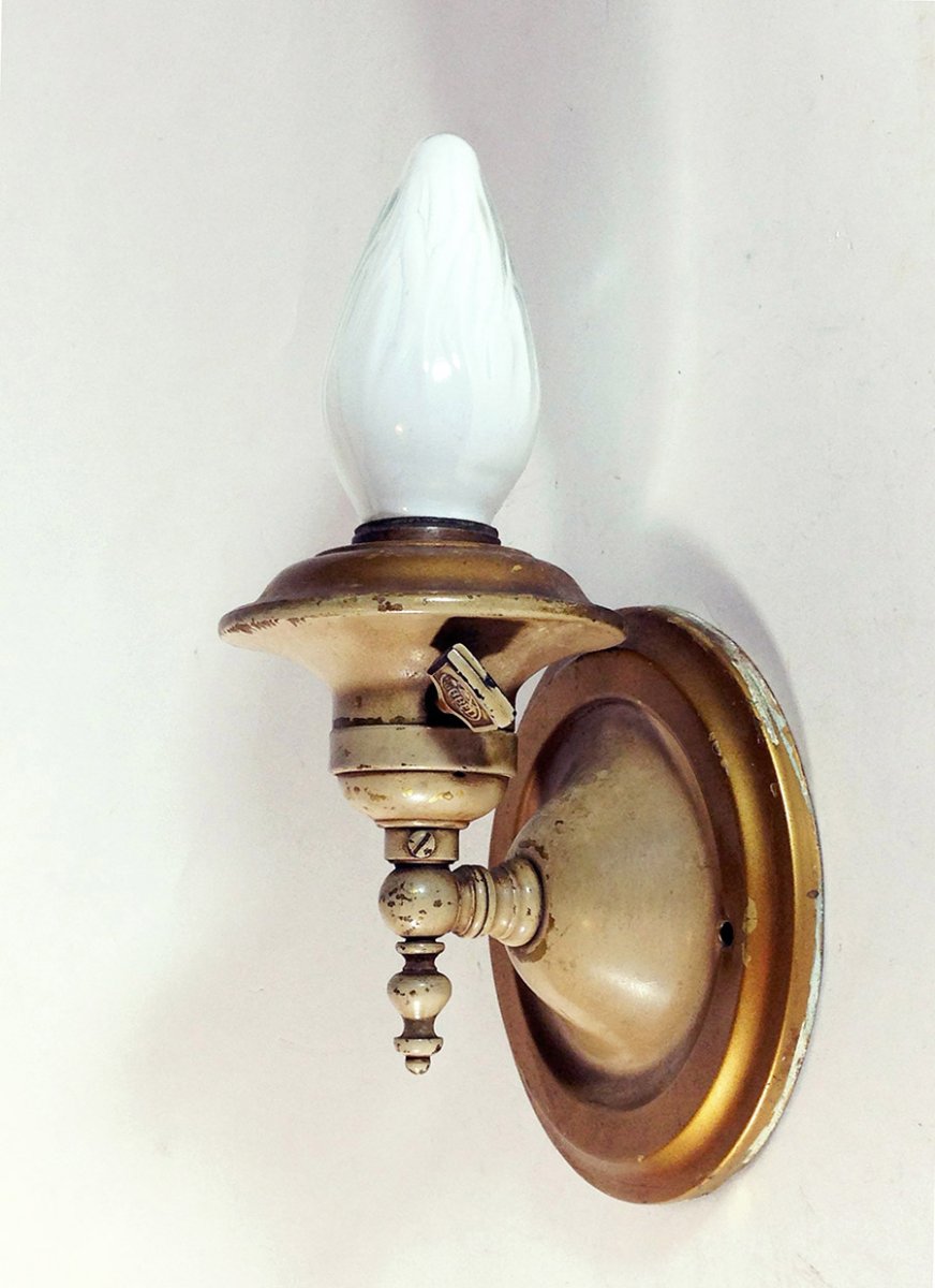画像1: 1920-30's "Shabby" Candle Lamp (1)