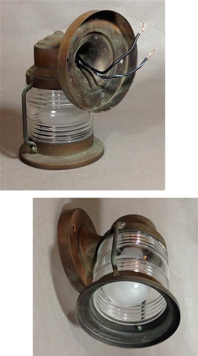 画像2: 1940-50's "Ribbed Glass" Brass Porch Lamp 