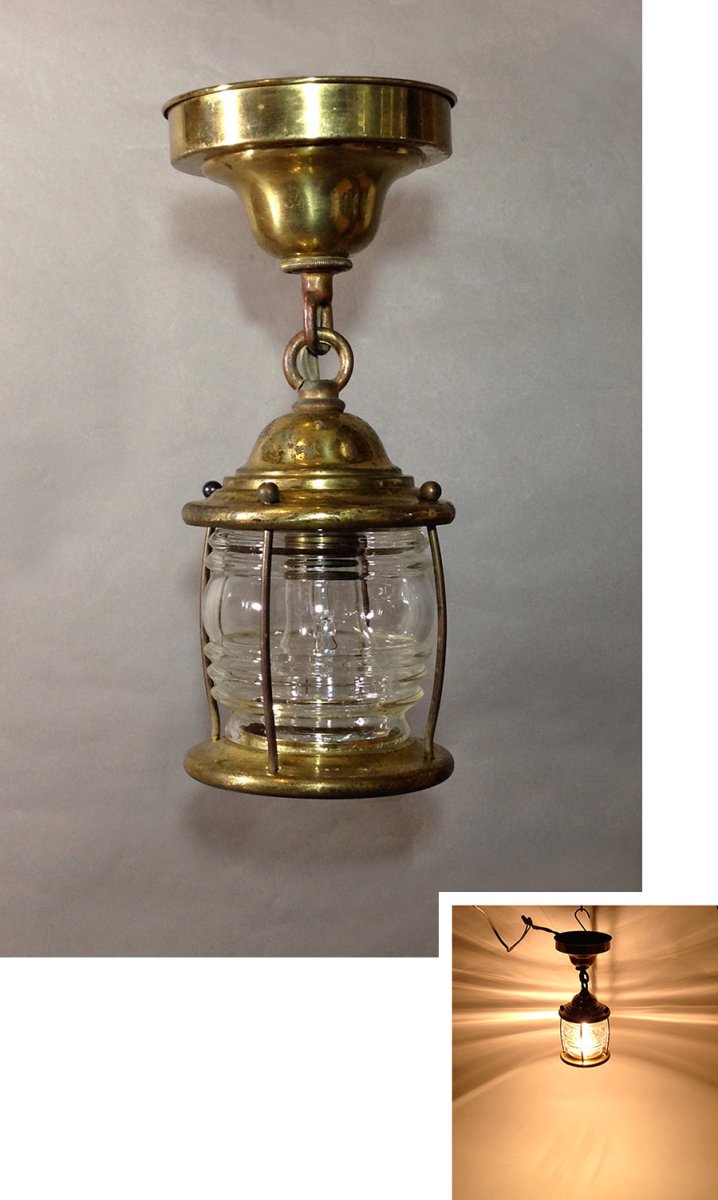 画像1: 1930's "Lantern" Brass Porch Lamp  (1)