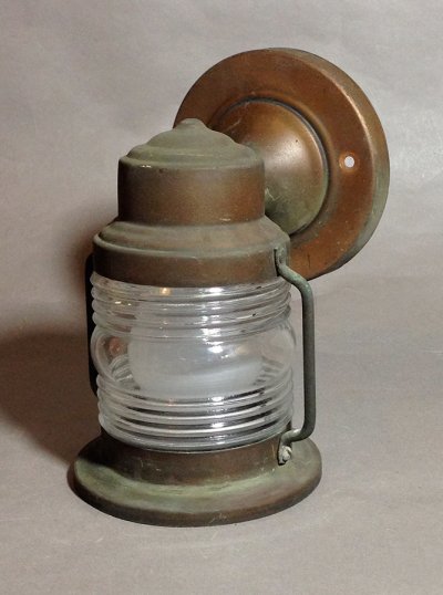 画像1: 1940-50's "Ribbed Glass" Brass Porch Lamp 