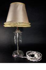 画像3: 1940's "GLASS" Table Lamp w/Cut Glass Hanging Prisms (3)