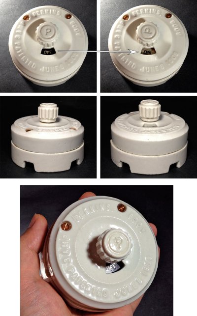 画像1: "特大" 1910-20's Porcelain Turn Switch 【Dead Stock】