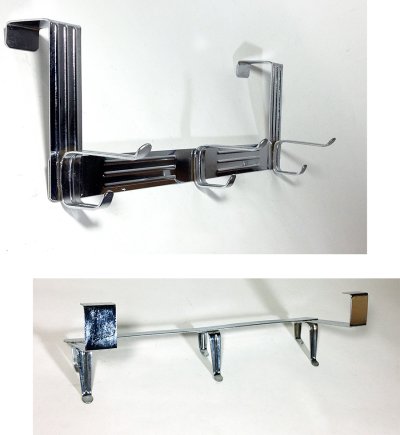画像1: 1950-60's "Over the Door" Chromed 3 Hook Hanger Rack