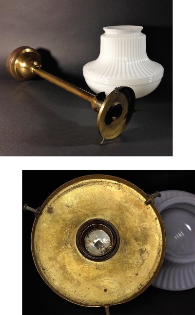 画像3:  1910-20's "Milk Glass" School House Ceiling Light 