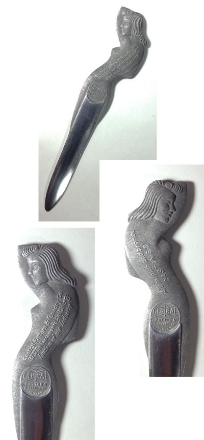 画像1: 1920-40's "Art Deco Nude Lady" Aluminum Letter Opener