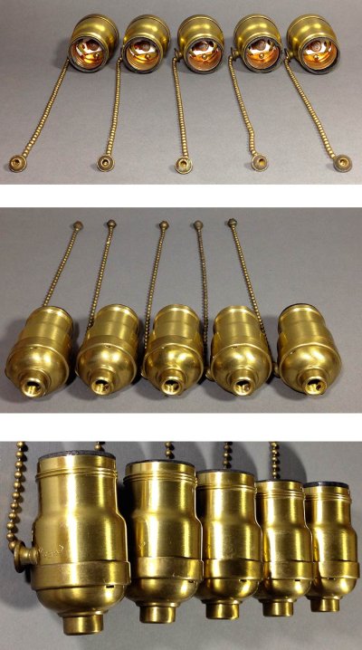 画像2: PAT.1907  "Pull-chain" Dead Stock Brass Lamp Socket【のこり1個です】