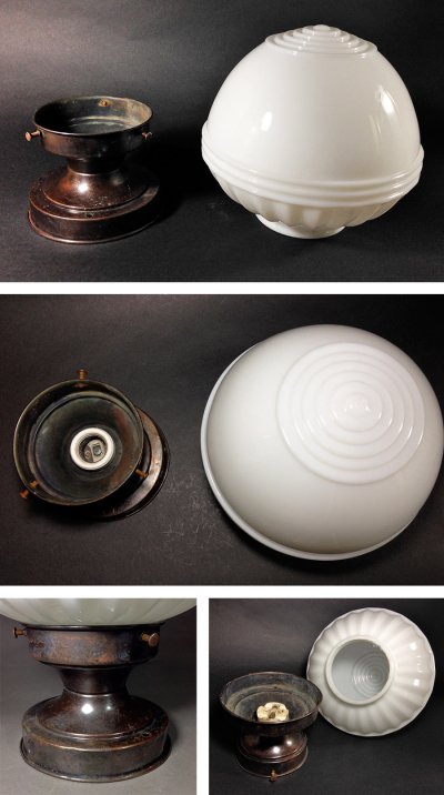 画像3:  1920-30's "Milk Glass" School House Ceiling Light 