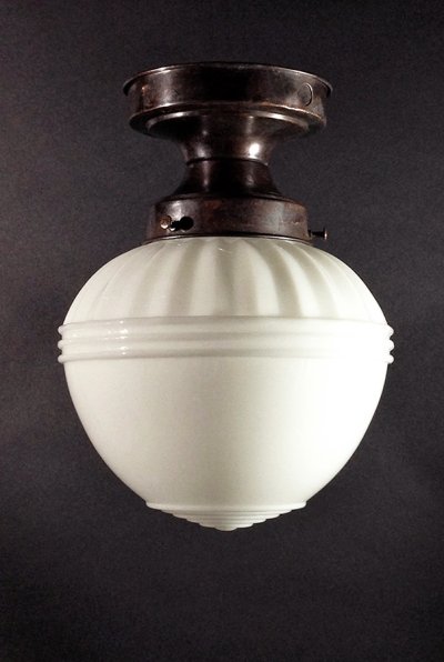 画像1:  1920-30's "Milk Glass" School House Ceiling Light 